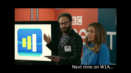 W1A screenshot - new BBC logo